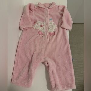 6-9 Month Baby Pink Fleece One Piece with Sheep Design
